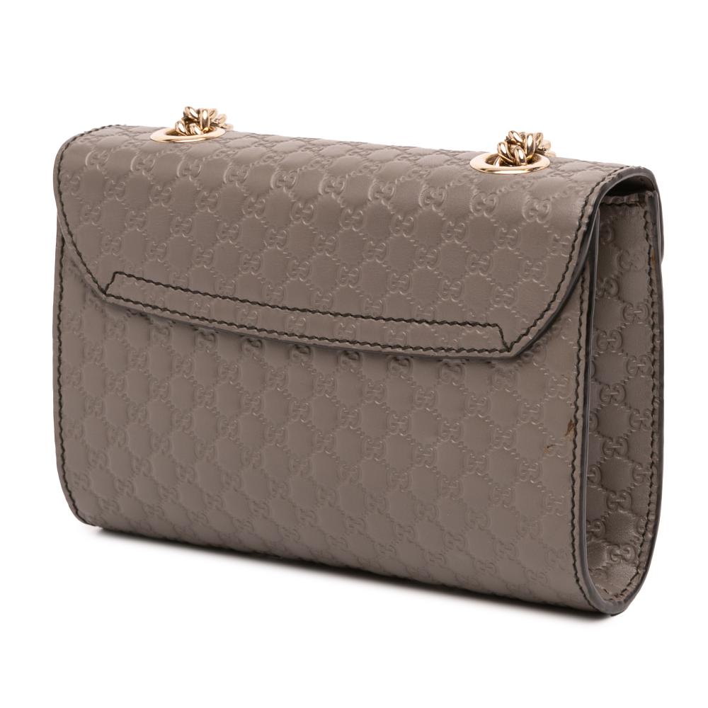 Gucci AB Gucci Brown Taupe Calf Leather Mini Microguccissima Emily Crossbody Italy