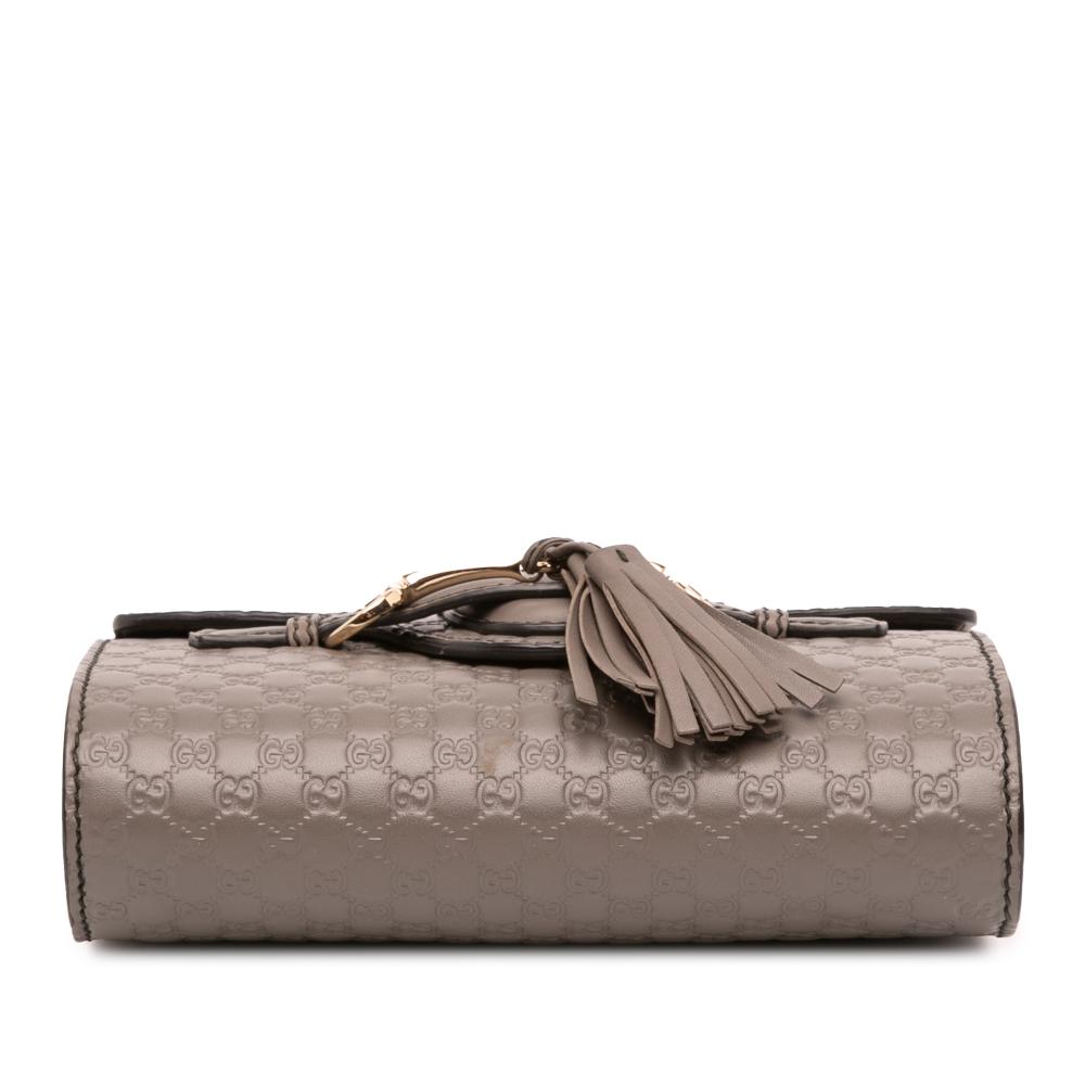 Gucci AB Gucci Brown Taupe Calf Leather Mini Microguccissima Emily Crossbody Italy