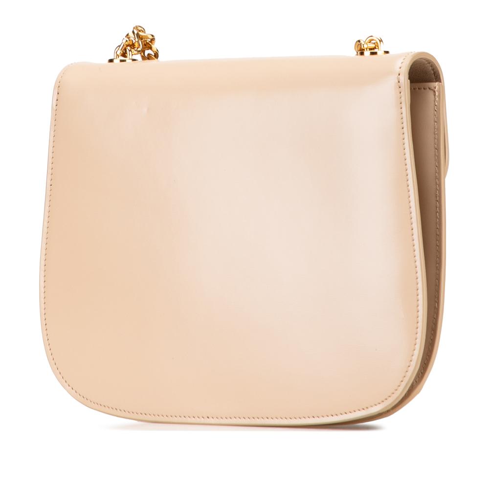 Celine AB Celine Brown Beige Calf Leather Teen Shiny skin Triomphe Besace Clea Chain Crossbody Italy