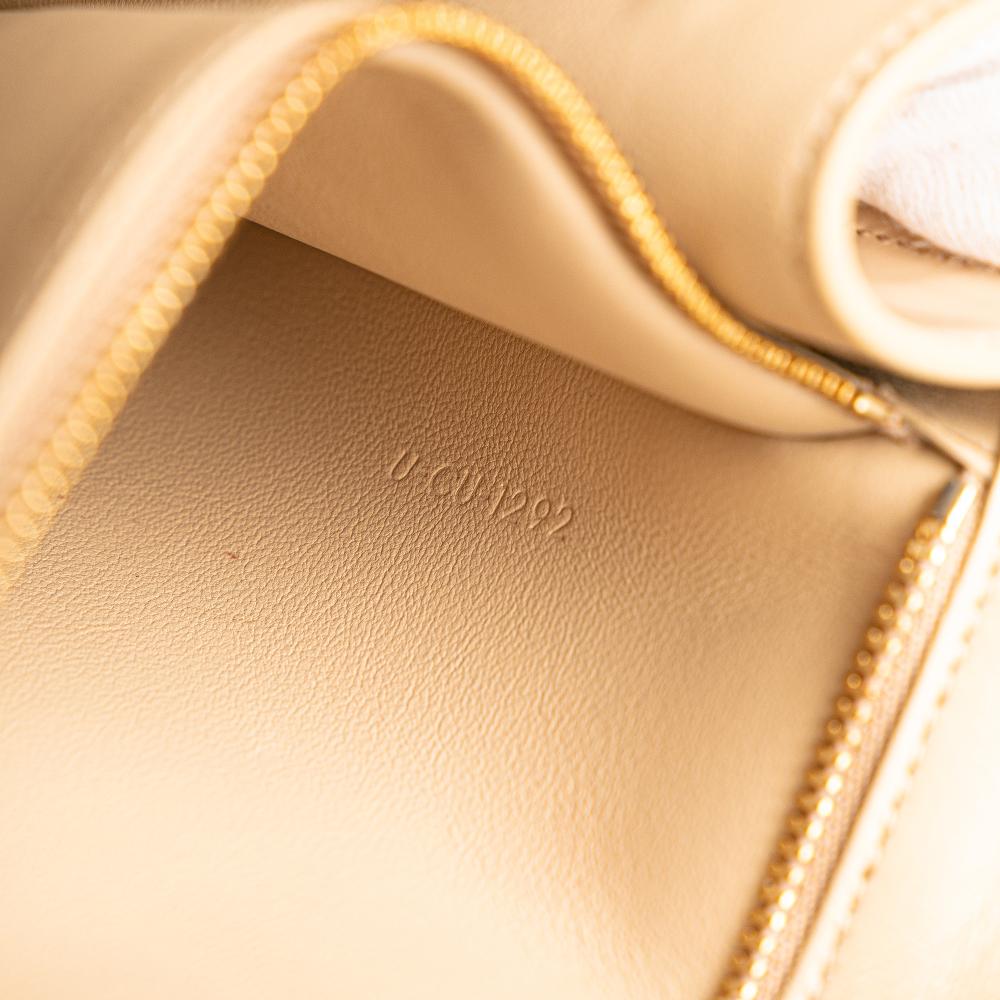 Celine AB Celine Brown Beige Calf Leather Teen Shiny skin Triomphe Besace Clea Chain Crossbody Italy