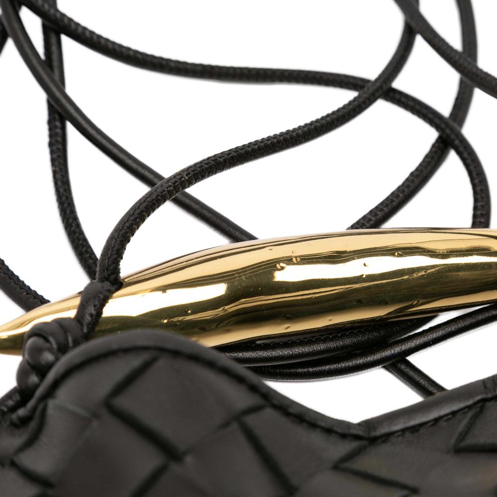 Bottega Veneta AB Bottega Veneta Black Lambskin Leather Leather Baby Lambskin Intrecciato Sardine Italy