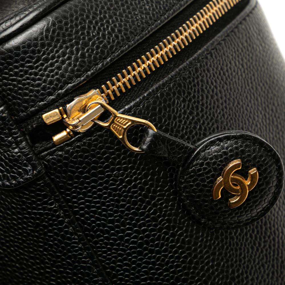 Chanel B Chanel Black Caviar Leather Leather CC Caviar Vanity Bag France