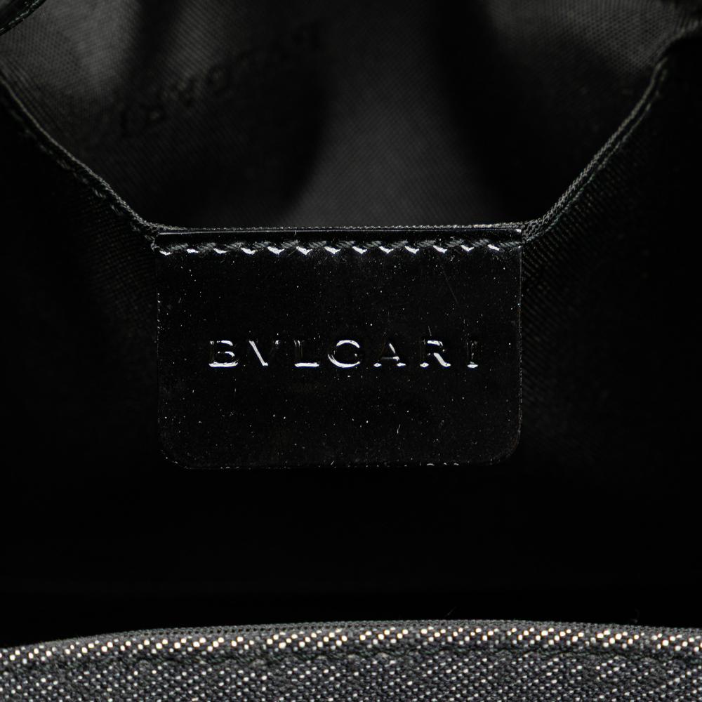 Bvlgari AB Bvlgari Black Denim Fabric Mini Logomania B Zero1 Cylinder Flap Italy