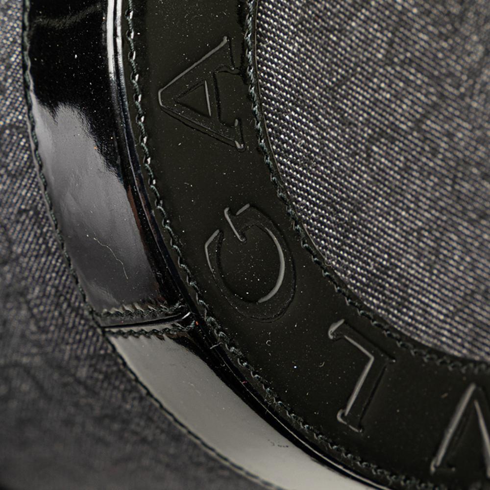 Bvlgari AB Bvlgari Black Denim Fabric Mini Logomania B Zero1 Cylinder Flap Italy