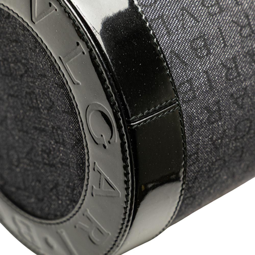 Bvlgari AB Bvlgari Black Denim Fabric Mini Logomania B Zero1 Cylinder Flap Italy