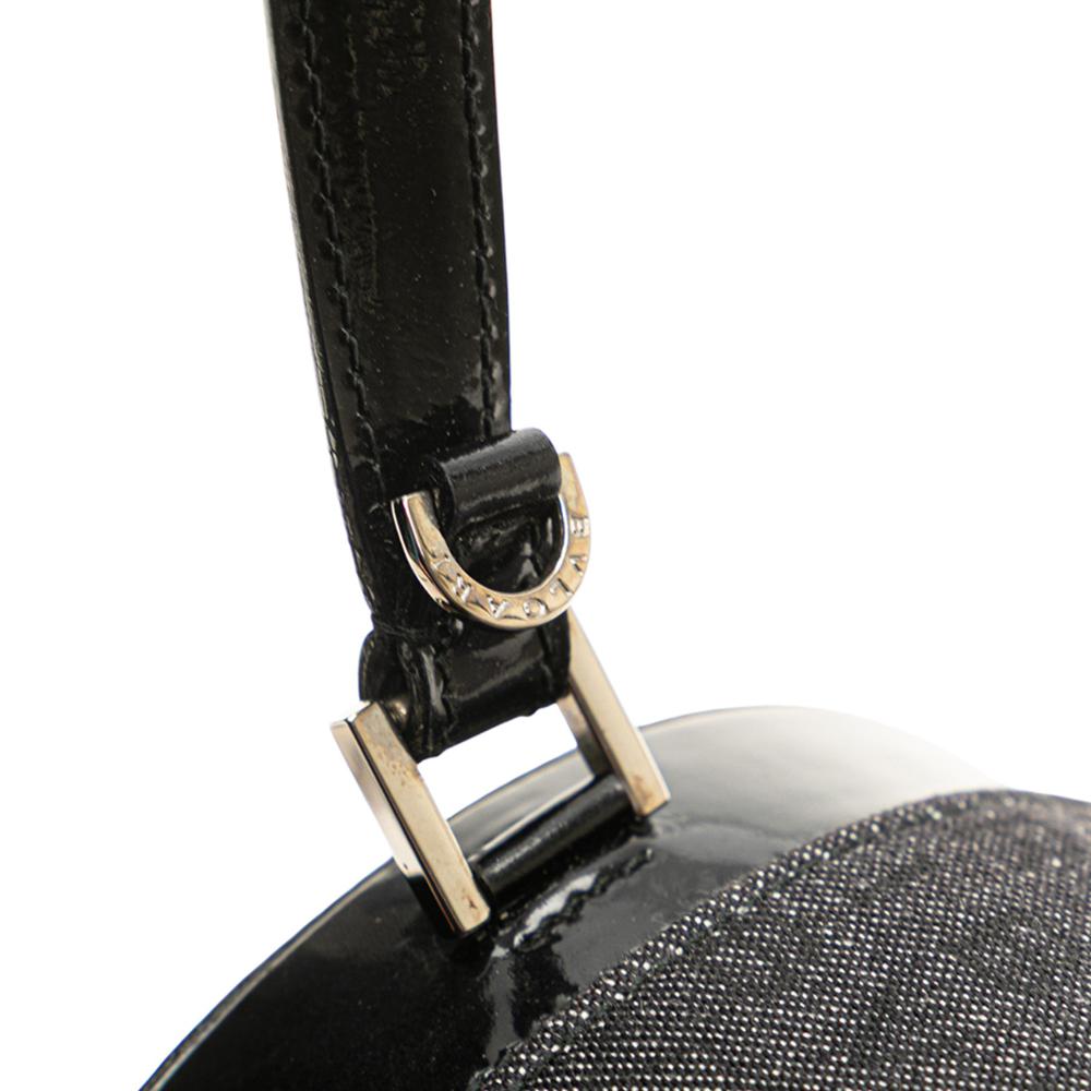 Bvlgari AB Bvlgari Black Denim Fabric Mini Logomania B Zero1 Cylinder Flap Italy