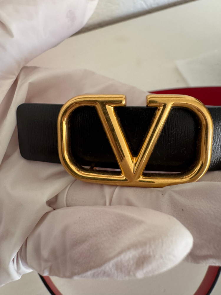 Valentino Vlogo Signature Ceinture réversible en cuir de veau brillant