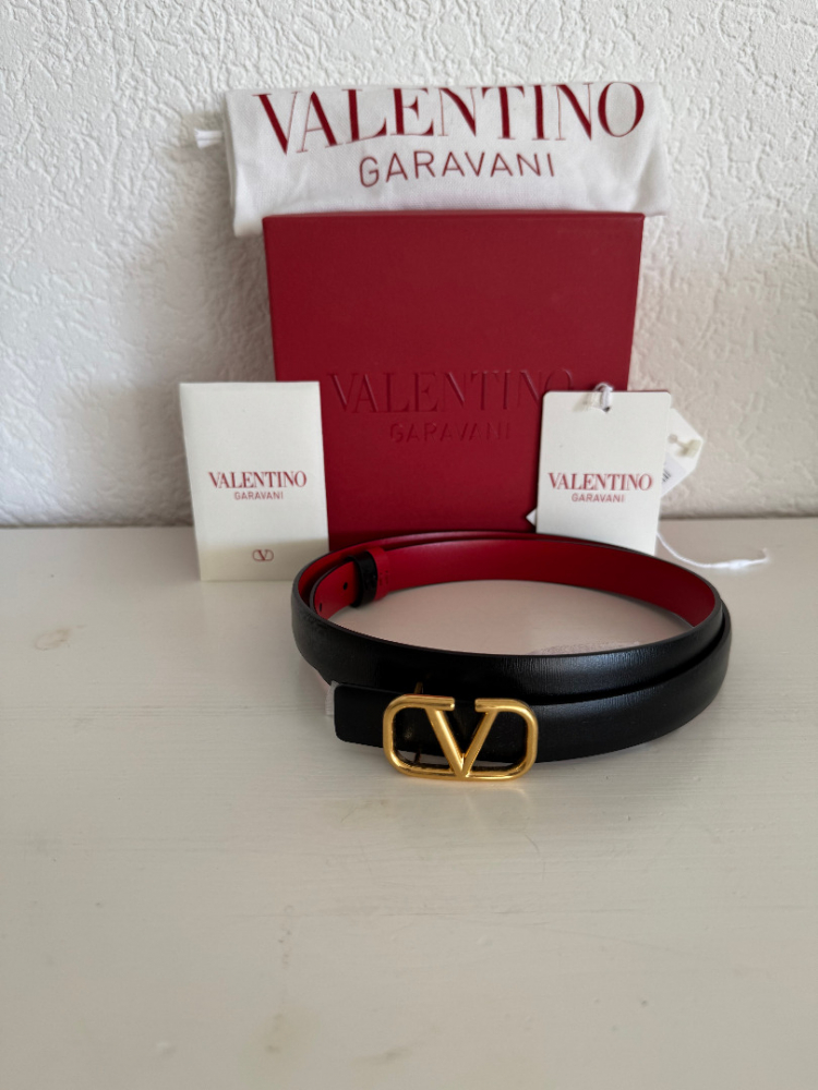 Valentino Vlogo Signature Ceinture réversible en cuir de veau brillant