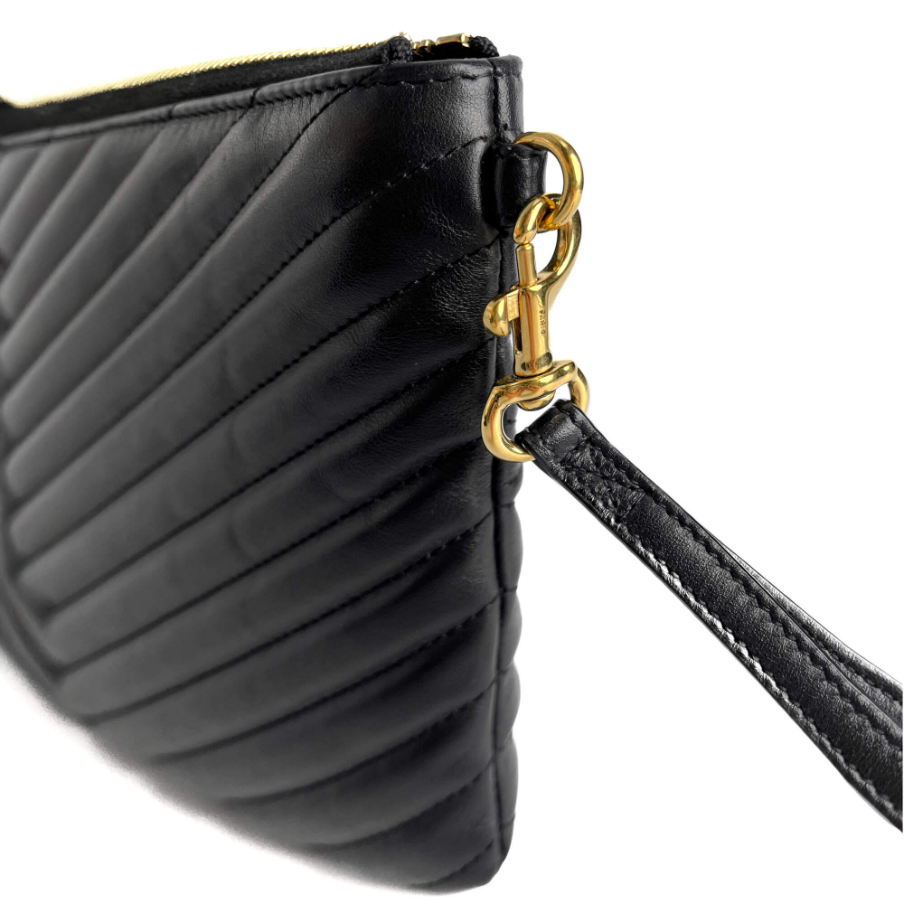 Saint Laurent Cassandre Small Leather Clutch Black