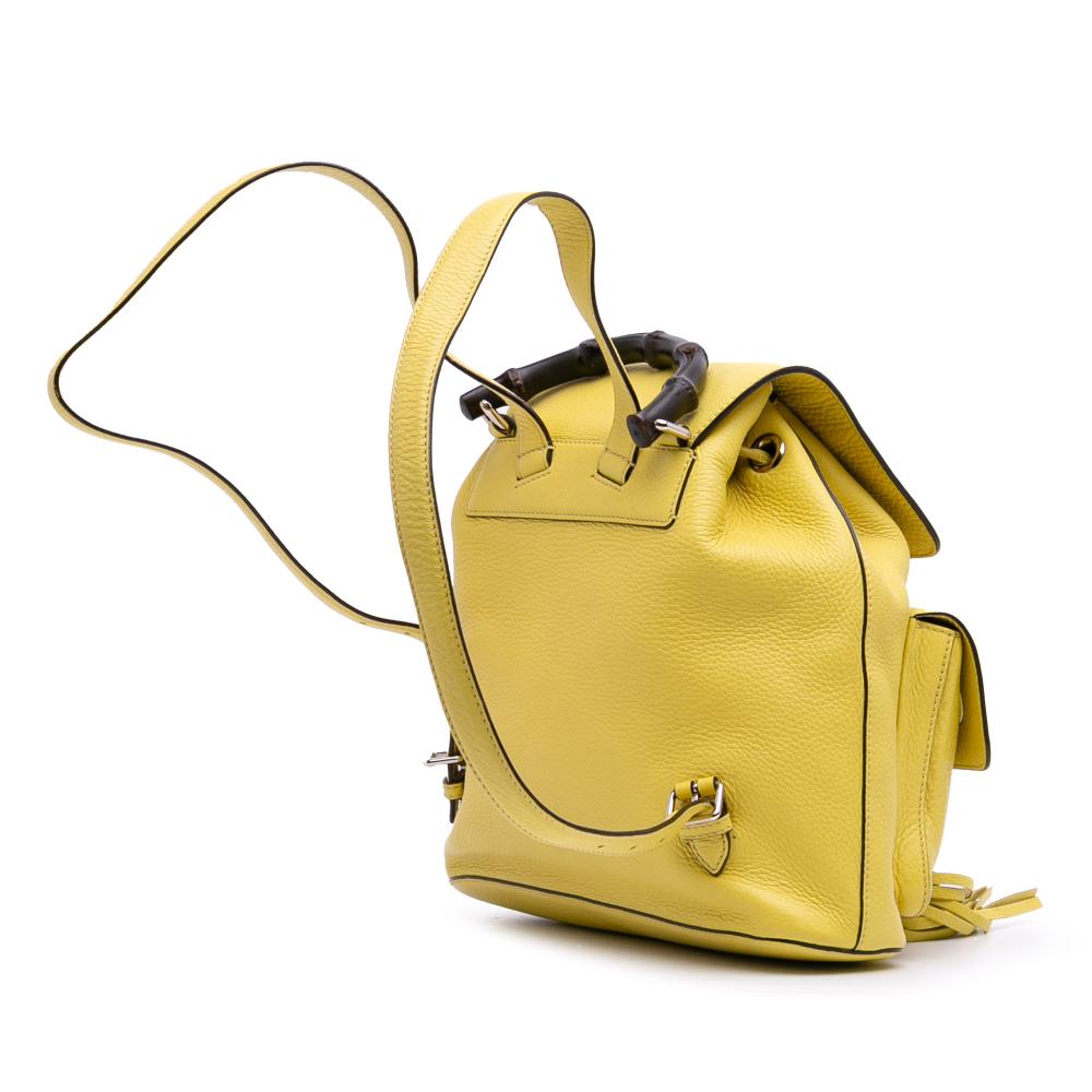 Gucci B Gucci Yellow Calf Leather Bamboo Tassel Backpack Italy