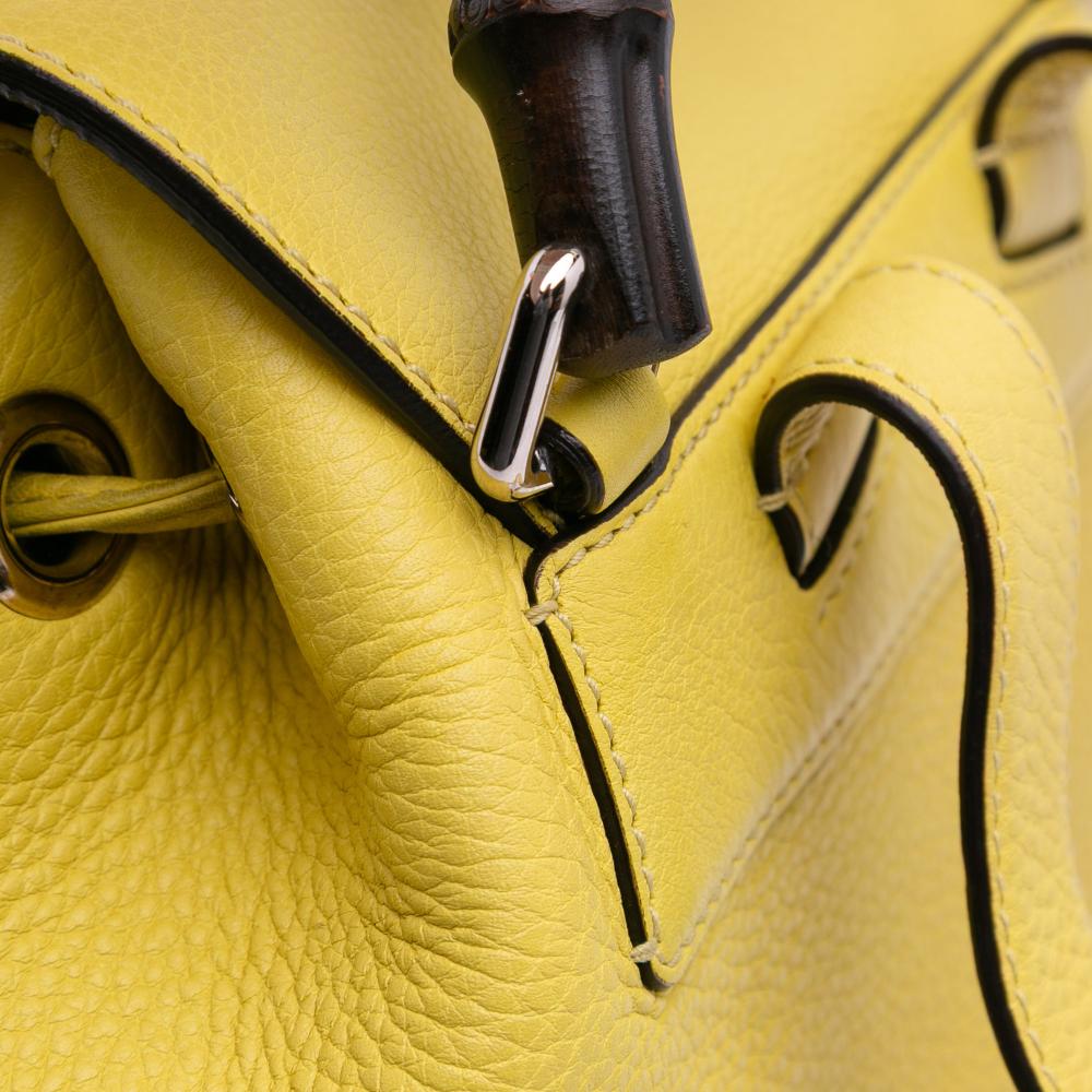 Gucci B Gucci Yellow Calf Leather Bamboo Tassel Backpack Italy