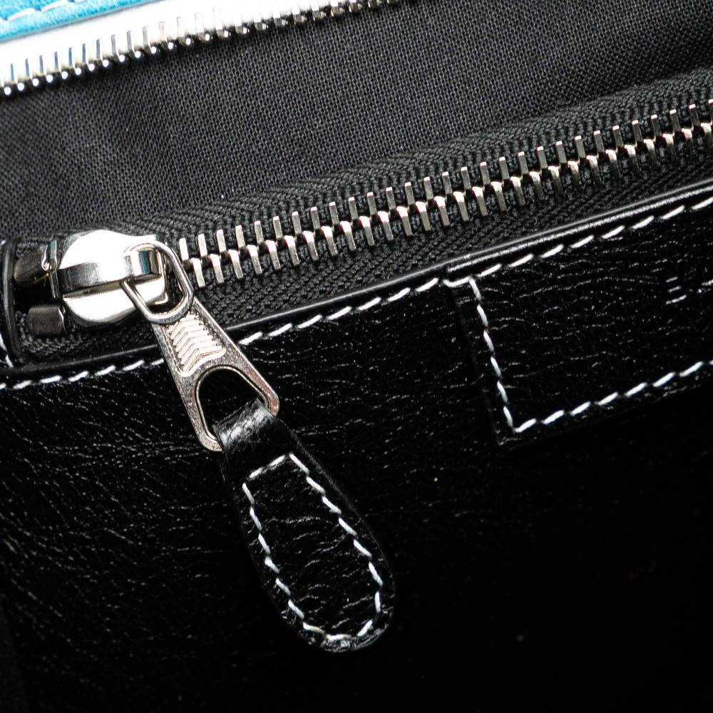 Balenciaga B Balenciaga Blue Aqua Lambskin Leather Leather S Lambskin Bazar Shopper Satchel Italy