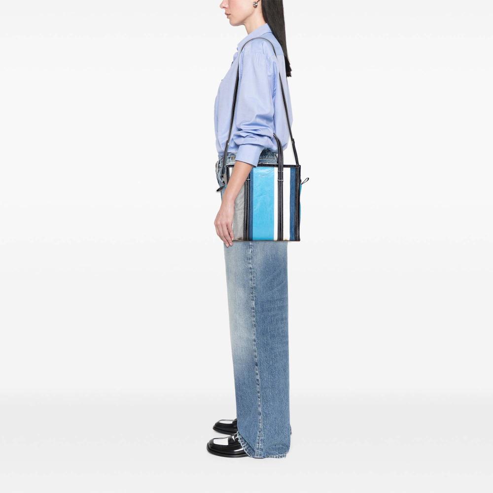 Balenciaga B Balenciaga Blue Aqua Lambskin Leather Leather S Lambskin Bazar Shopper Satchel Italy