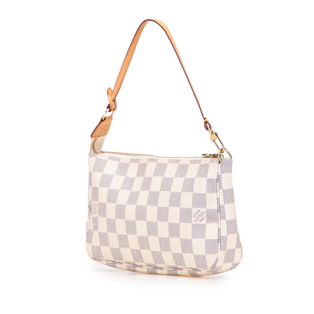 Louis Vuitton B Louis Vuitton White Damier Canvas Canvas Damier Azur Pochette Accessoires Spain