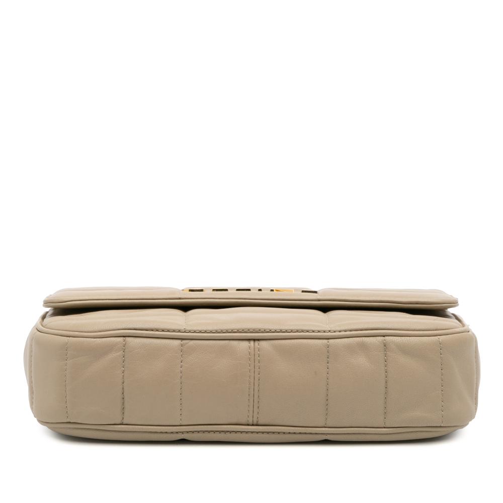 Celine B Celine Brown Light Brown Goatskin Leather Matelasse Monochrome Chain Shoulder Bag Italy