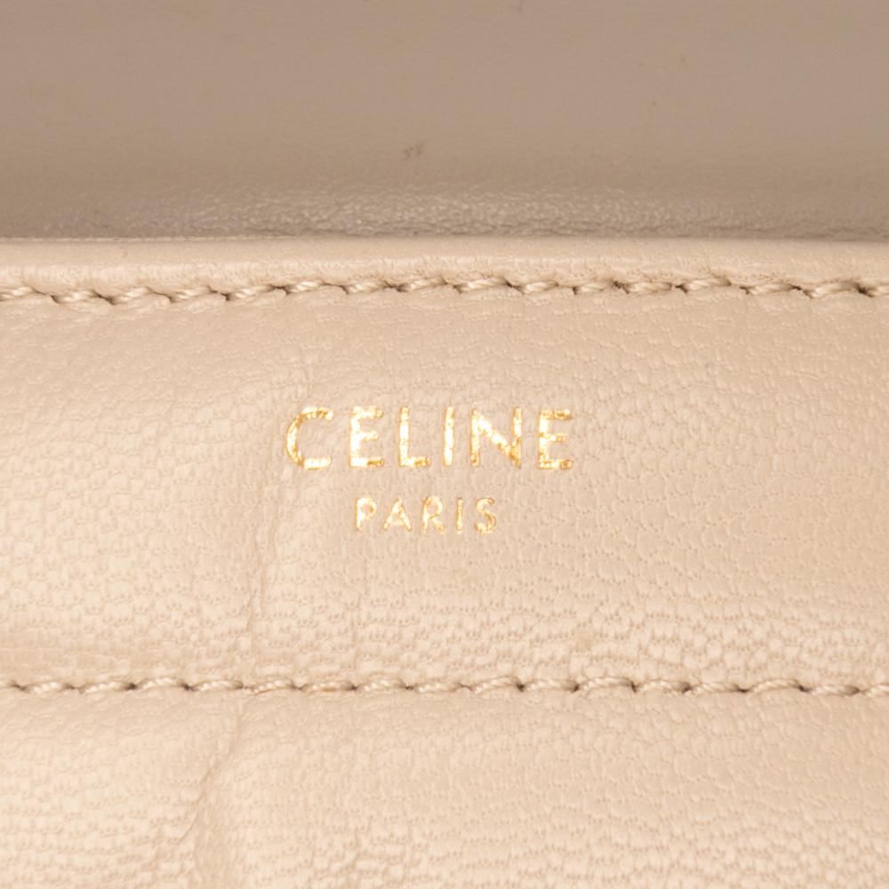 Celine B Celine Brown Light Brown Goatskin Leather Matelasse Monochrome Chain Shoulder Bag Italy