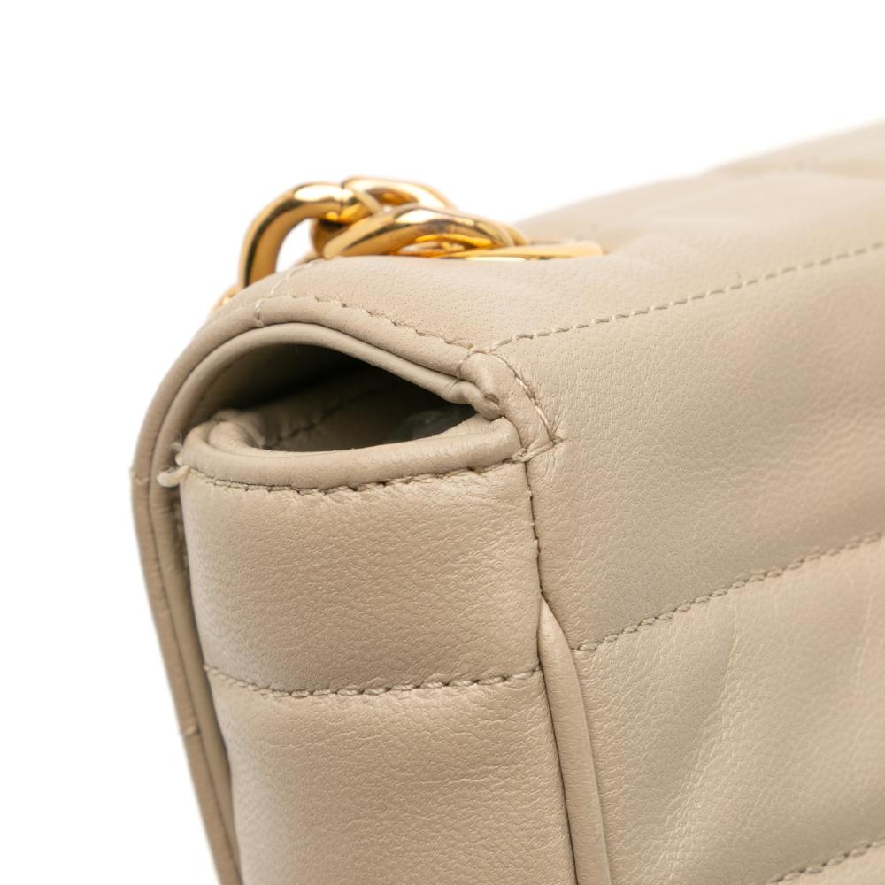 Celine B Celine Brown Light Brown Goatskin Leather Matelasse Monochrome Chain Shoulder Bag Italy