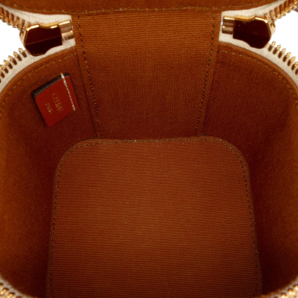 Celine AB Celine White Coated Canvas Fabric Mini Triomphe Vanity Case Italy