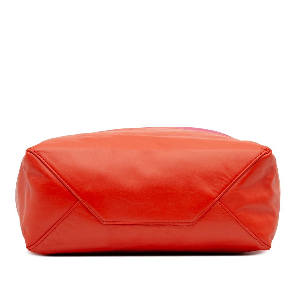 Celine B Celine Pink Hot Pink with Orange Calf Leather Bicolor Vertical Cabas Tote Italy