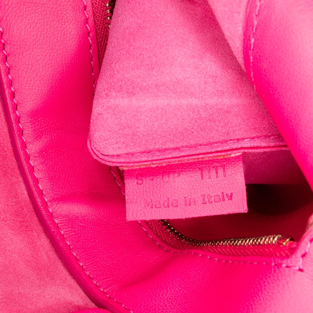 Celine B Celine Pink Hot Pink with Orange Calf Leather Bicolor Vertical Cabas Tote Italy