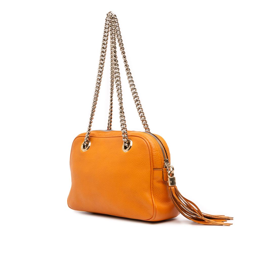 Gucci B Gucci Orange Calf Leather Soho Chain Zip Shoulder Bag Italy