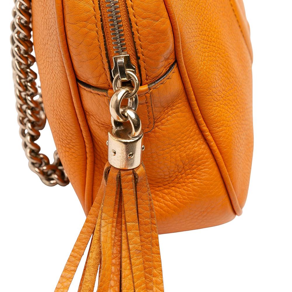 Gucci B Gucci Orange Calf Leather Soho Chain Zip Shoulder Bag Italy