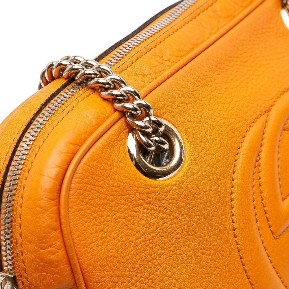 Gucci B Gucci Orange Calf Leather Soho Chain Zip Shoulder Bag Italy