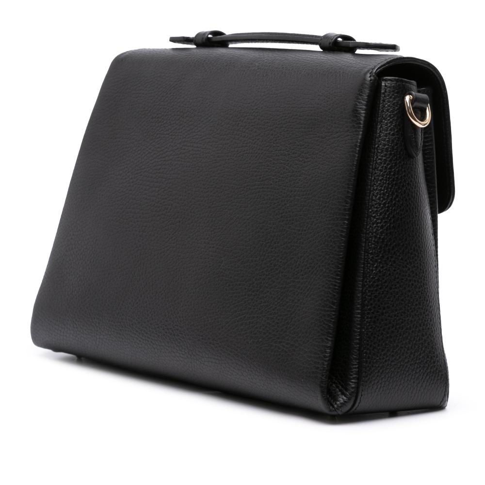 Gucci B Gucci Black Calf Leather Medium Dollar Interlocking G Satchel Italy