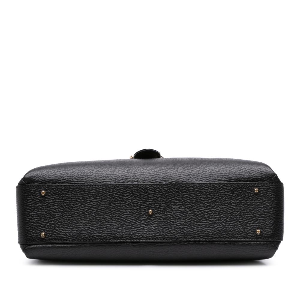 Gucci B Gucci Black Calf Leather Medium Dollar Interlocking G Satchel Italy