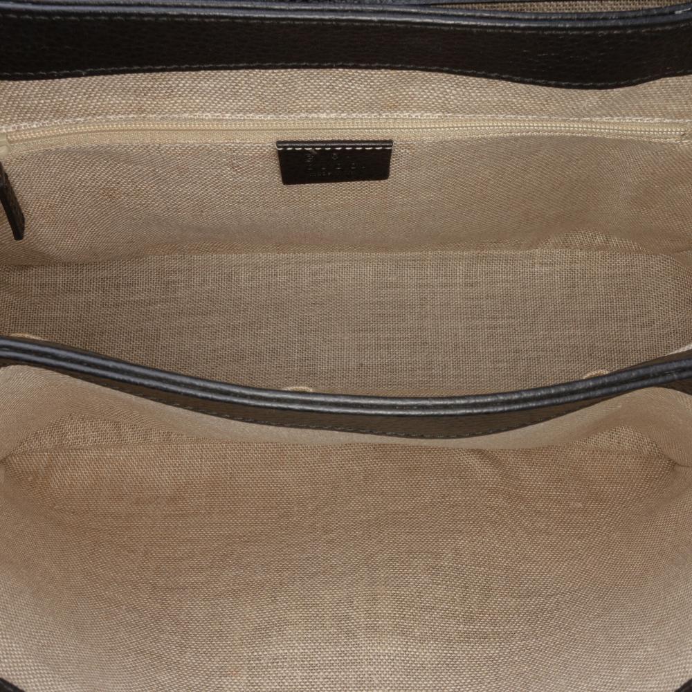 Gucci B Gucci Black Calf Leather Medium Dollar Interlocking G Satchel Italy