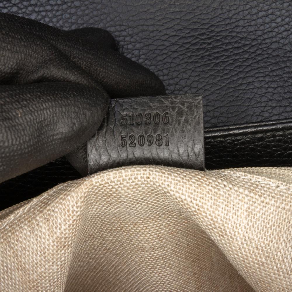 Gucci B Gucci Black Calf Leather Medium Dollar Interlocking G Satchel Italy