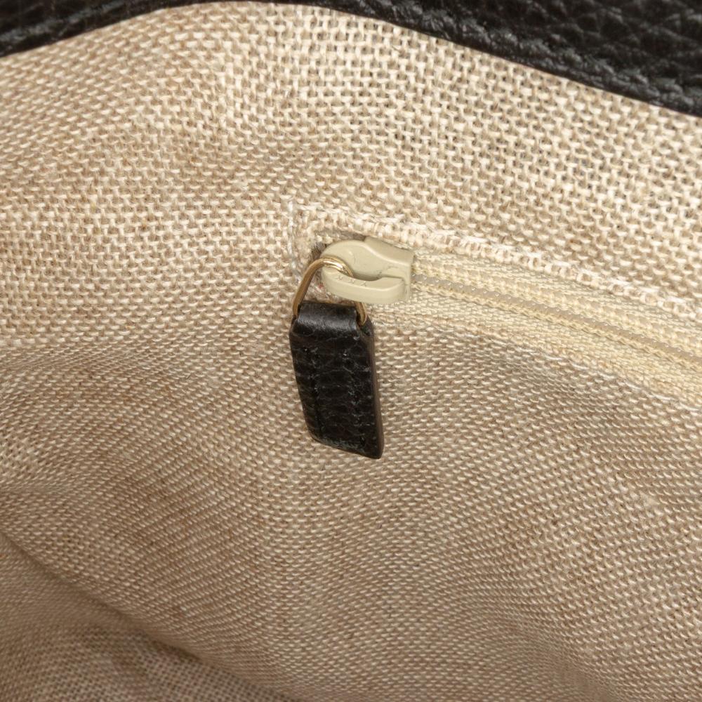 Gucci B Gucci Black Calf Leather Medium Dollar Interlocking G Satchel Italy