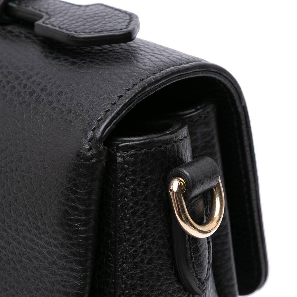 Gucci B Gucci Black Calf Leather Medium Dollar Interlocking G Satchel Italy