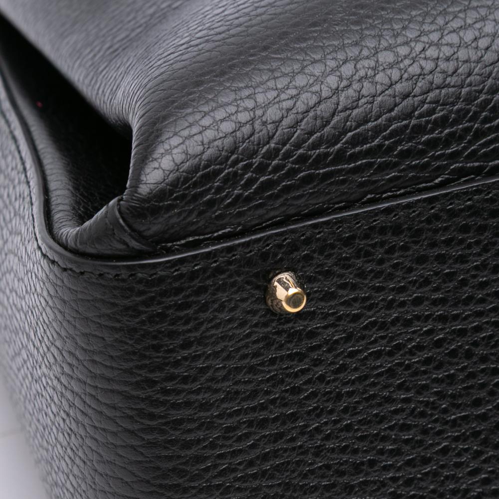 Gucci B Gucci Black Calf Leather Medium Dollar Interlocking G Satchel Italy