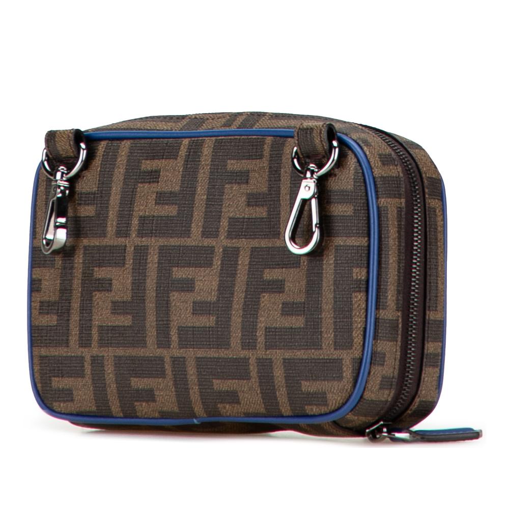 Fendi AB Fendi Brown Coated Canvas Fabric Zucca Camera Bag Italy