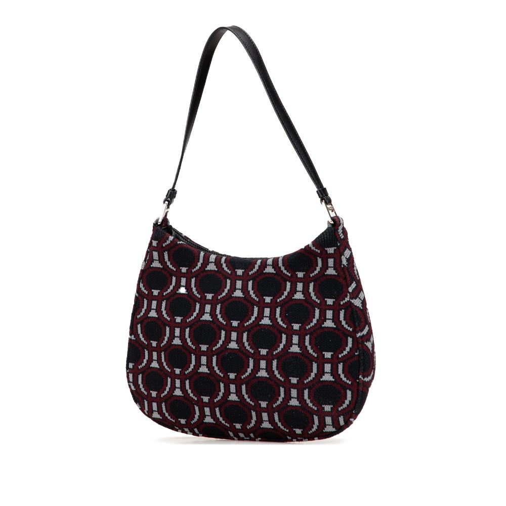 Prada AB Prada Black Jacquard Fabric Knit Cleo Shoulder Bag Italy