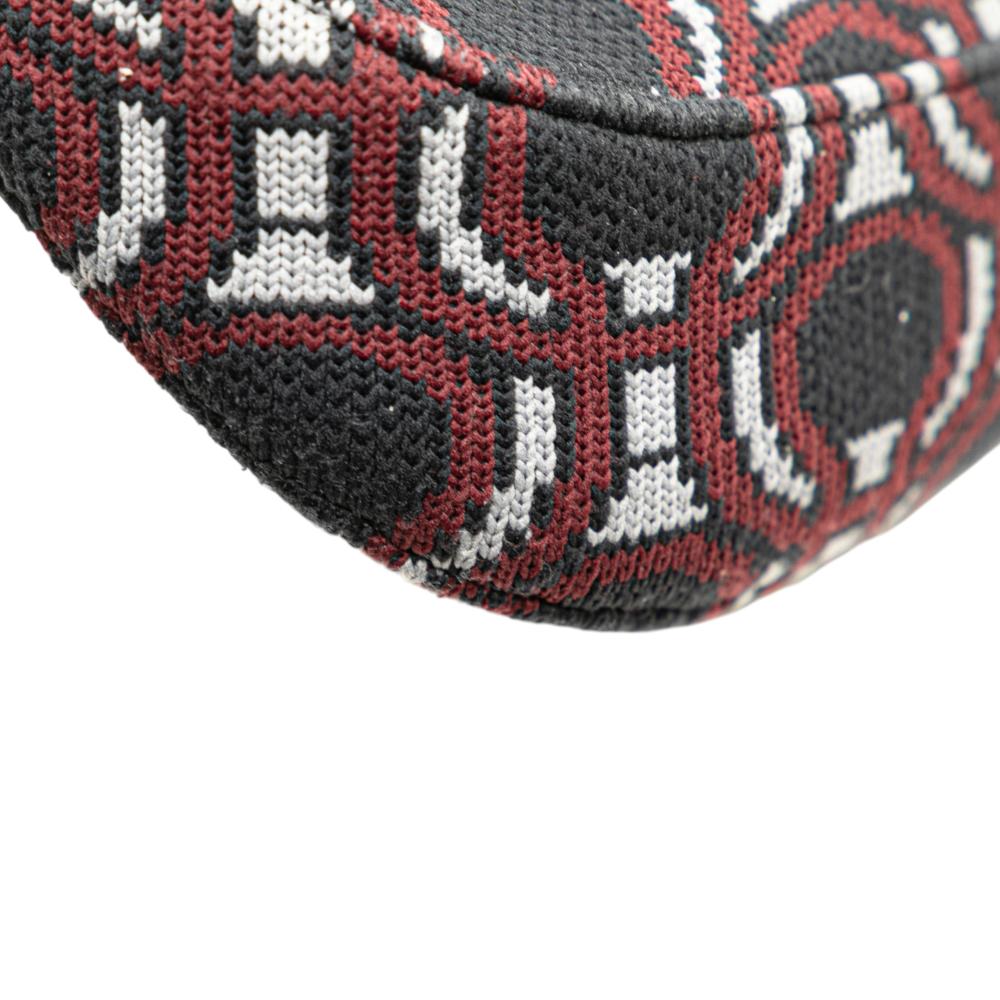 Prada AB Prada Black Jacquard Fabric Knit Cleo Shoulder Bag Italy