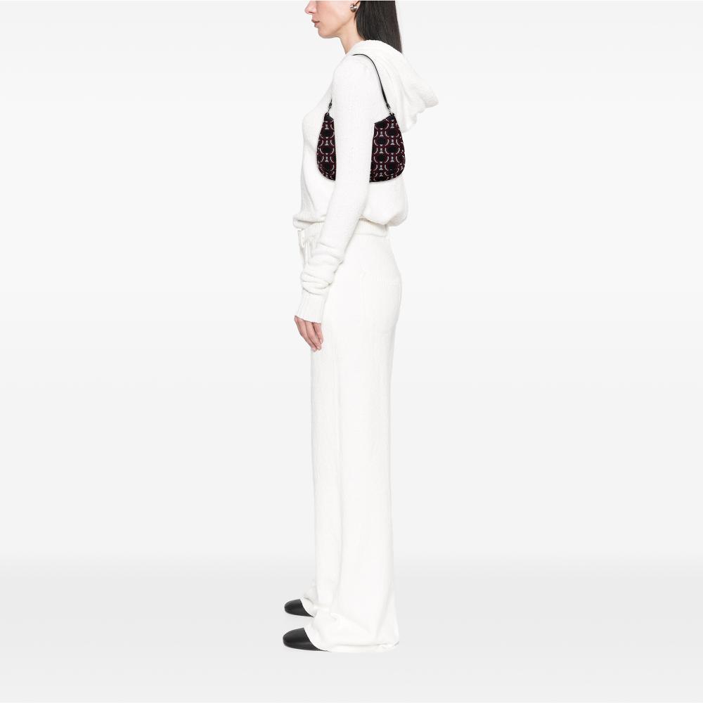 Prada AB Prada Black Jacquard Fabric Knit Cleo Shoulder Bag Italy