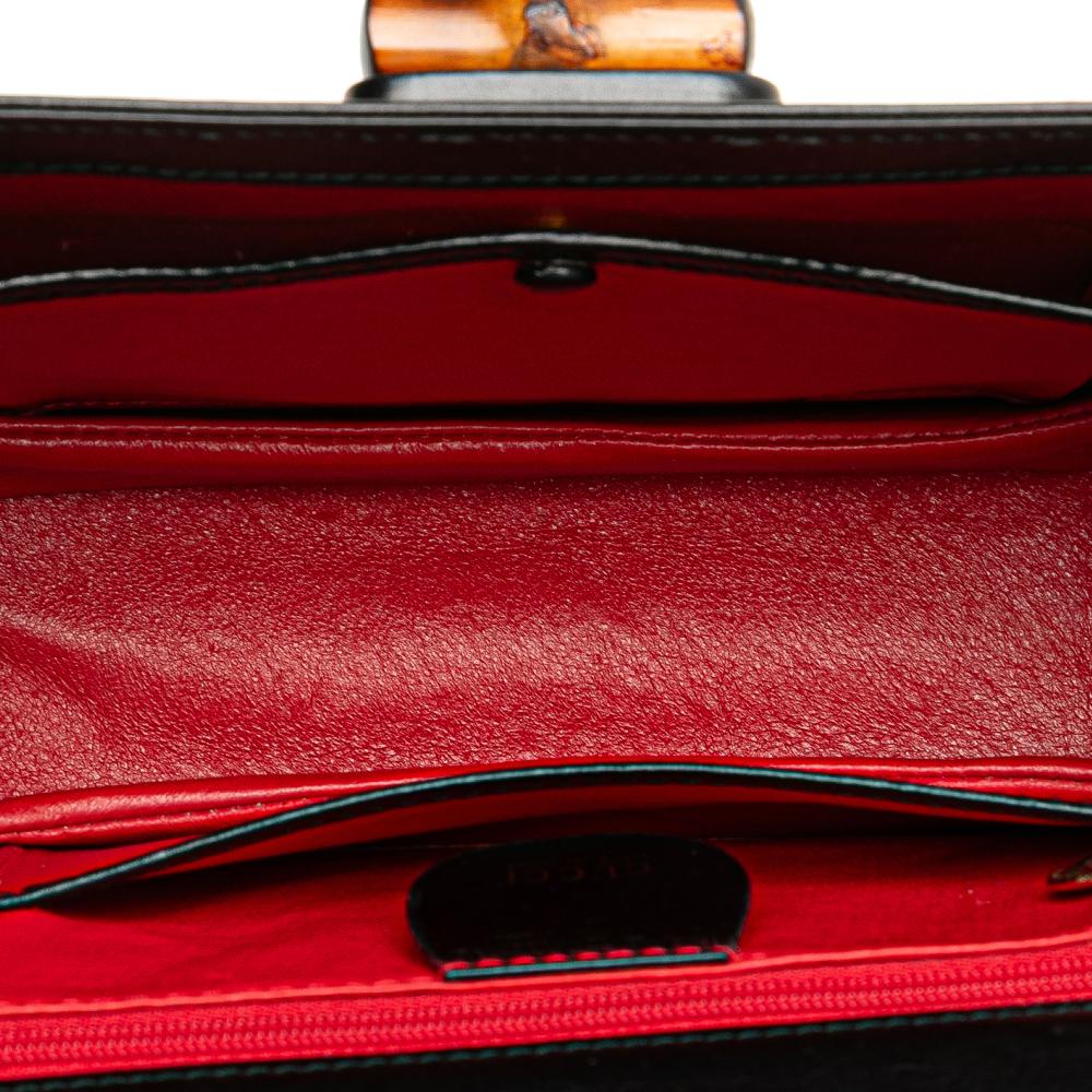 Gucci B Gucci Black Calf Leather skin Bamboo Night Italy