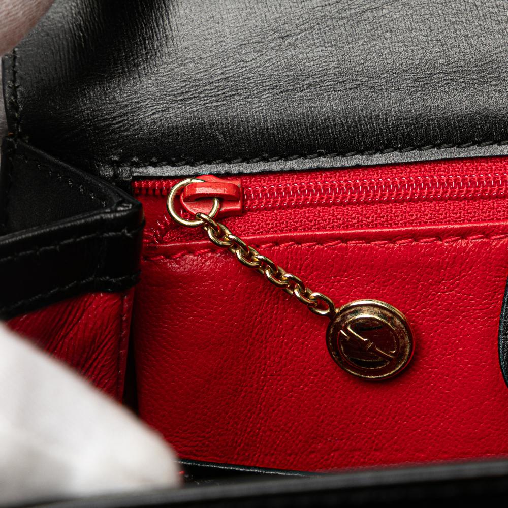 Gucci B Gucci Black Calf Leather skin Bamboo Night Italy