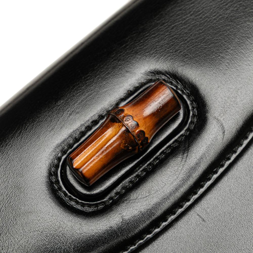 Gucci B Gucci Black Calf Leather skin Bamboo Night Italy
