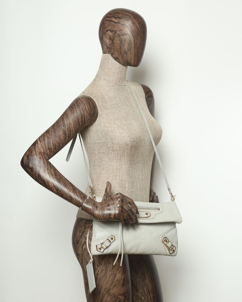 Balenciaga Motocross Metallic Edge Envelope Clutch Bag