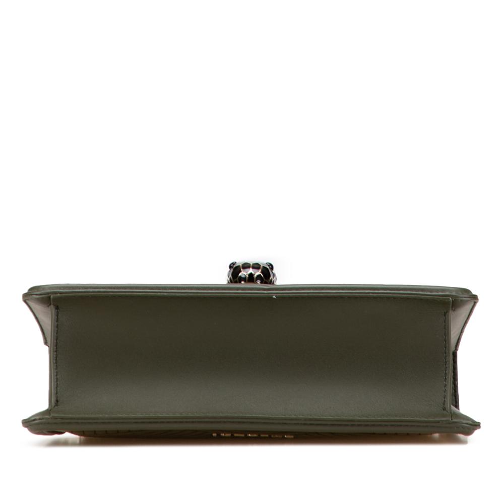 Bvlgari Green Olive Green Calf Leather Quilted skin Diamond Blast Serpenti Forever Crossbody Italy