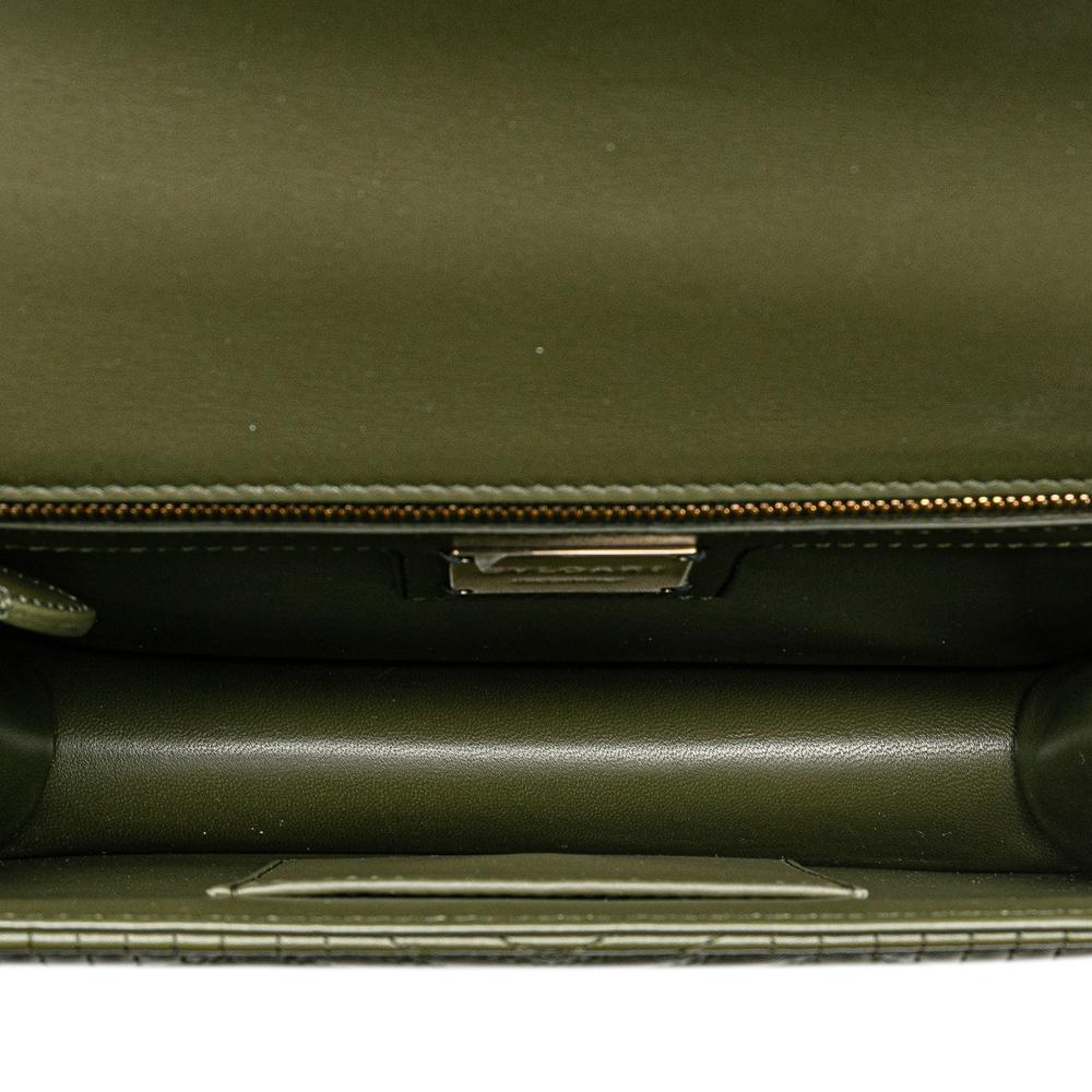 Bvlgari Green Olive Green Calf Leather Quilted skin Diamond Blast Serpenti Forever Crossbody Italy