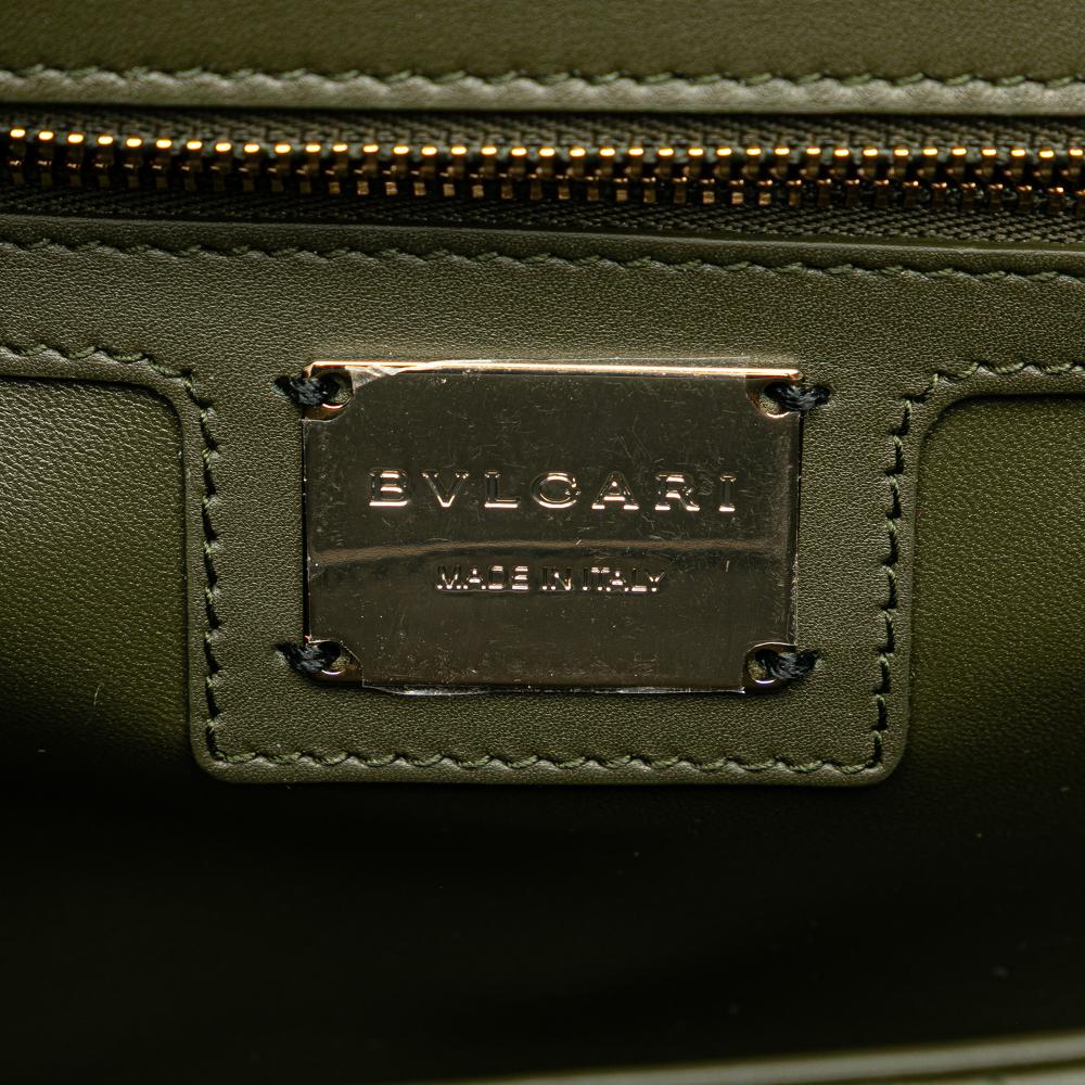 Bvlgari Green Olive Green Calf Leather Quilted skin Diamond Blast Serpenti Forever Crossbody Italy