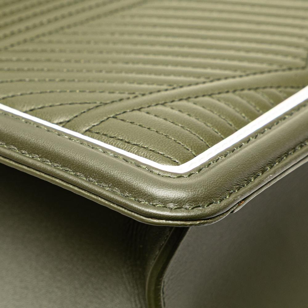 Bvlgari Green Olive Green Calf Leather Quilted skin Diamond Blast Serpenti Forever Crossbody Italy