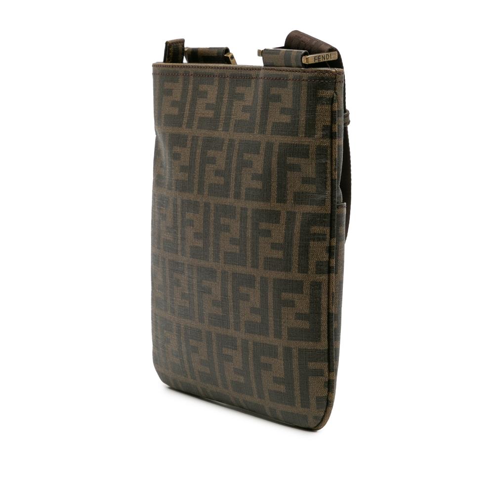 Fendi B Fendi Brown Coated Canvas Fabric Zucca Spalmati Crossbody Italy