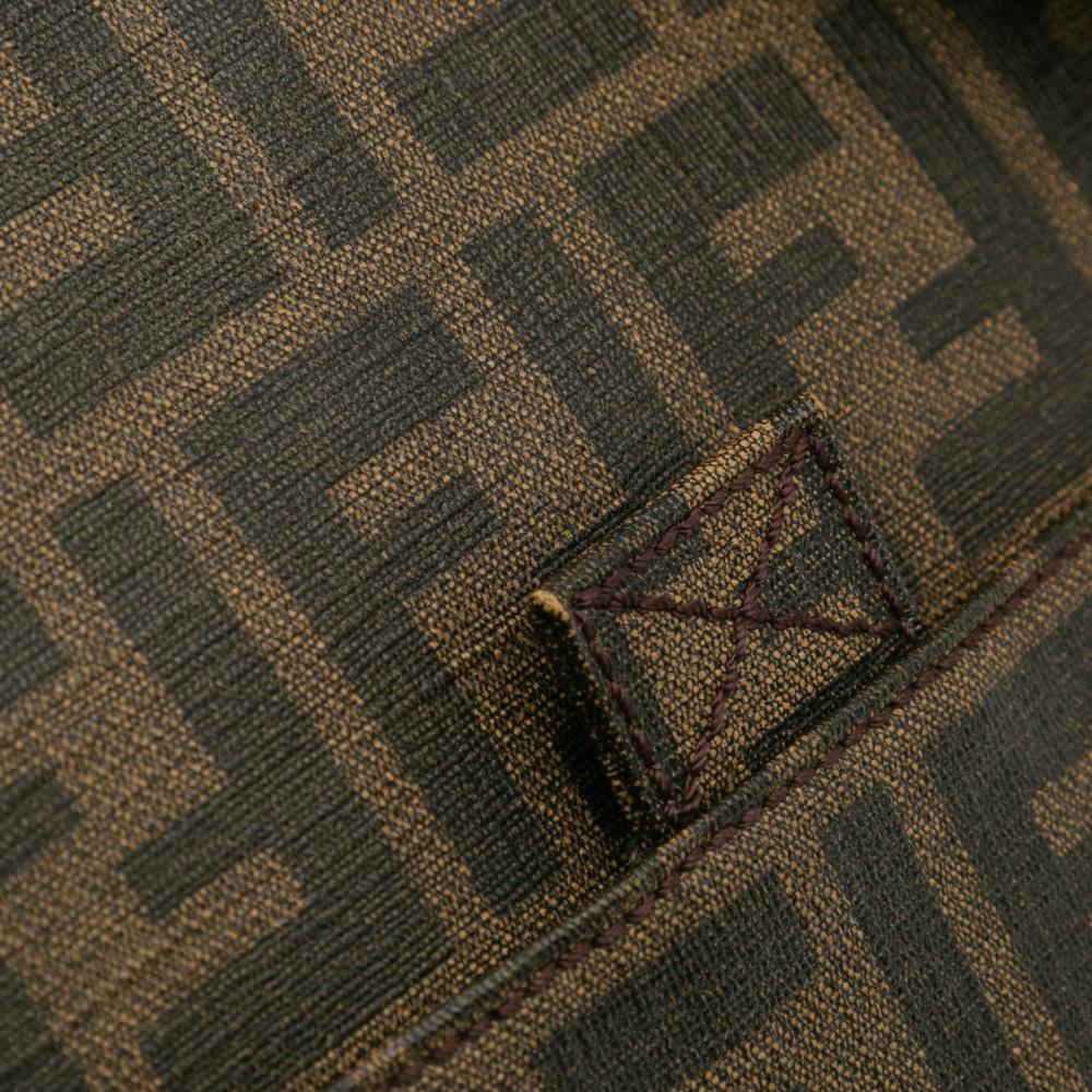 Fendi B Fendi Brown Coated Canvas Fabric Zucca Spalmati Crossbody Italy