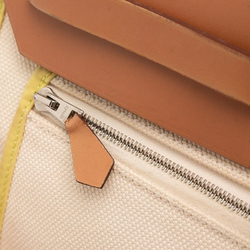 Hermès B Hermès Brown Beige Canvas Fabric Toile Herbag Zip 31 France