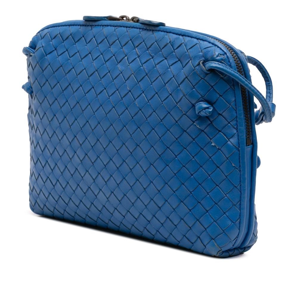 Bottega Veneta B Bottega Veneta Blue Nappa Leather Leather Nappa Intrecciato Nodini Crossbody Italy